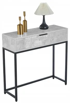 Zdjęcie produktu dla Konsola z szufladą do przedpokoju i salonu 80 x 28 cm kolor beton jasny FURNITEX KN2-FX