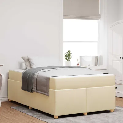 Image de vidaXL Cadre de lit avec matelas Crème 120 x 190 cm Tissu