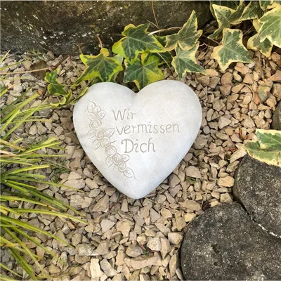 Produktbild von XXL Grabherz Spruch Grabschmuck Grab Herz - Wir vermissen dich - ca.1300g
