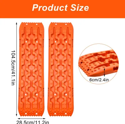 Obrázek produktu pro Bergeboards – terénní pískové desky/trakční rampy, sada 2 ks – do sněhu, bláta, písku – pro osobní automobily, SUV, obytné vozy – oranžové