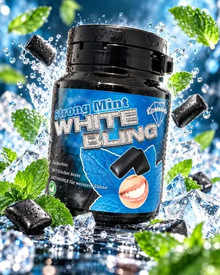 Produktbild von White Bling - Aktivkohlekaugummi Strong Mint by Pietro Lombardi