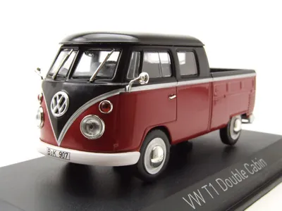 Produktbild von VW T1 DoKa Pritsche 1961 rot schwarz Modellauto 1:43 Norev