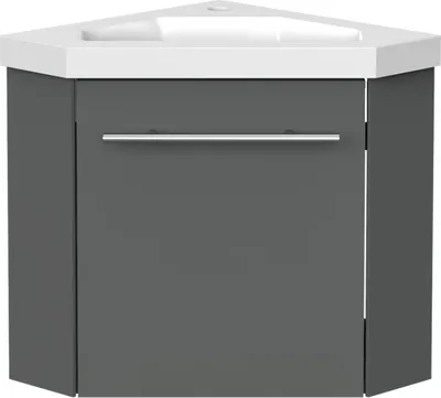 Produktbild von Badmöbel LORENZA Anthrazit 40 cm Eckwaschtisch mit Unterschrank Soft-Close Funktion - Unterschrank Waschtisch Möbel