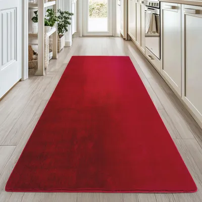 Produktbild von Homebyhome Waschbarer Kurzflor Teppich, rutschfest & weich, Modernes Einfarbig Design für Wohnzimmer, Schlafzimmer, Grösse: 80x250 cm