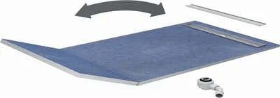 Produktbild von Sellon24® Duschelement Duschboard mit Duschrinne befliesbar 130+50 x 90 Gefälleplatte zu befliesen Siphon Base