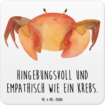 Produktbild von Mr. & Mrs. Panda Tischuntersetzer Sternzeichen Krebs 10er Set - Weiß - Geschenk, Meer, Coaster, Tassen-Untersetzer, Krabbe, Meerestier, Krebse, Glas-Untersetzer