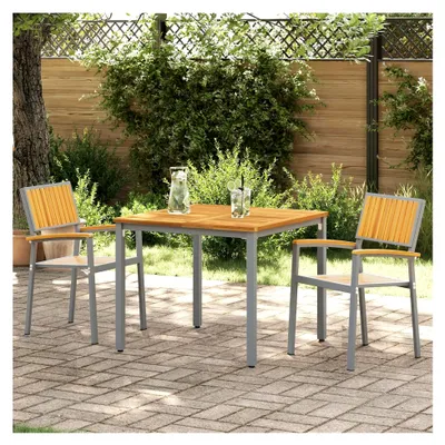 Produktbild von Gartenstühle 2 Stück, stapelbar, grau, Akazienholz und Metall