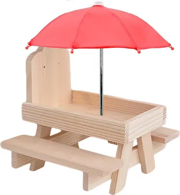 Produktbild von Naturholz Futterstation für den Außenbereich, Maiskolbenhalter, stabile Konstruktion, praktische Garten- & Terrassenfütterung
