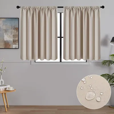 Image de Rideaux - Courts - Rideaux occultants - Opaques - Rideaux de cuisine - Lot de 2 pièces - Voilages décoratifs pour salon - Chambre