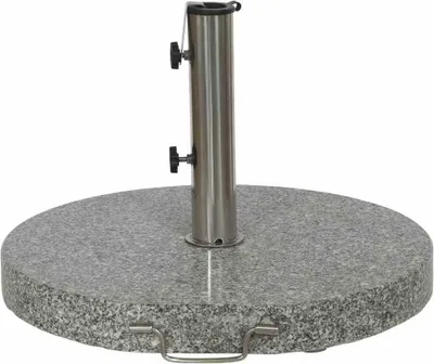 Produktbild von Siena Garden Schirmständer, rund, Granit Edelstahl, hellgrau/silber, Ø 50x75 cm, poliert, Rollen, Griff, für Schirmstock Ø 25-48 mm