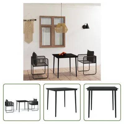Produktbild von The Living Store 3-tlg. Garten-Essgruppe Schwarz