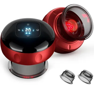 Produktbild von 2er Set Elektrisches Schröpfgerät, Schröpfmassagegerät mit Wärmefunktion, 12 Stufen Saugkraft, USB Akku, Vakuum Massage für Rücken, Nacken und Beine
