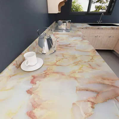 Produktbild von Selbstklebende Marmor-Effekt Vinyl-Tapete - Gelb - 40 cm x 600 cm