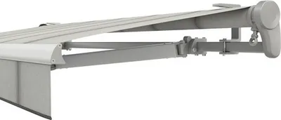 Produktbild von SOLUNA Gelenkarmmarkise Trend 4,5x2,5 Stoff Dessin D420 Gestell Silber eloxiert Antrieb rechts inkl. Motor, Wandschalter