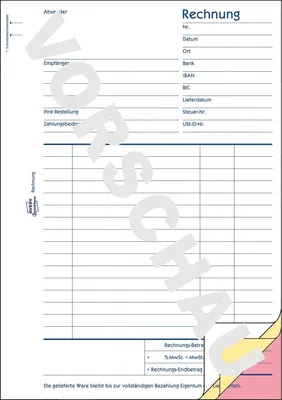 Produktbild von Formularbuch Rechnung A5 hoch selbstdurchschreibend VE=10x3x40 Blatt