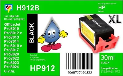 Produktbild von HP912XL - schwarz - TiDis Druckerpatrone mit 30ml Inhalt - ersetzt 3YL84AE