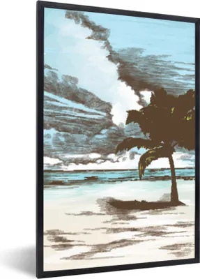 Produktbild von MuchoWow® MuchoWow® Gerahmtes Poster Palme - Strand - Meer 60x90 cm - Poster mit zchwarzem Bilderrahmen - Kunst