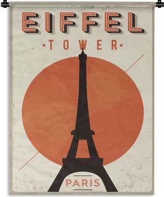Produktbild von MuchoWow® Wandteppich Wandbehang Eiffelturm - Vintage - Paris 90x120 cm Tapisserie Dekoration Wandtuch - Wanddeko
