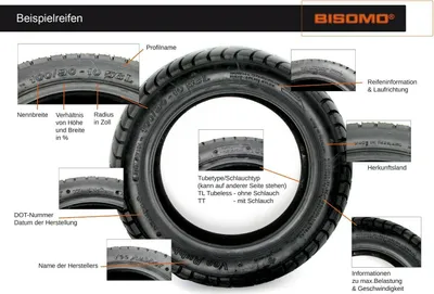Produktbild von Roller Reifen 130/70 x 12 Zoll, TL, 62P, PR507 kompatibel mit Yamaha Peugeot Aprilia Piaggio Kymco Vespa Roller