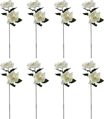Produktbild von Kunstblume Rose 100cm - weiß 8 Stück