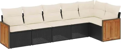 Produktbild von vidaXL 6-tlg. Garten-Sofagarnitur mit Kissen Schwarz Poly Rattan