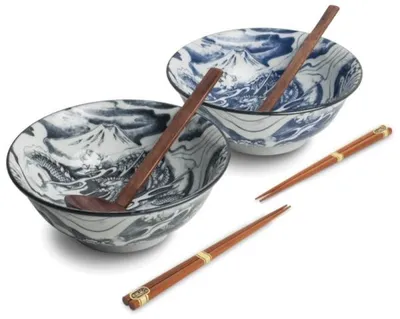 Produktbild von Edo Japan | Set Schalen Für Ramen Dragon - 6 Teile - 1 Kg - Elegantes Design - Mikrowellengeeignet