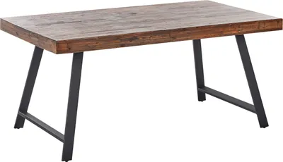 Produktbild von BELIANI Esstisch Dunkelbraun aus Kiefernholz 160 x 90 cm Schwarze Metallbeine Industrial Stil Esszimmer Wohnzimmer