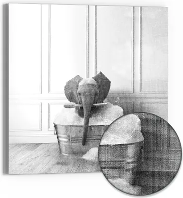 Produktbild von DEQOART Hybrid Leinwand Bild 30x30 cm 'Wildes Badevergnügen' Wandbild Glas flach modern