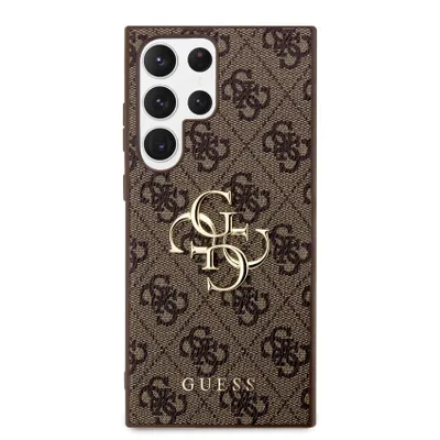 Produktbild von Guess, Schutzhülle für Galaxy S23 Ultra mit elegantem 4G-Muster, Braun