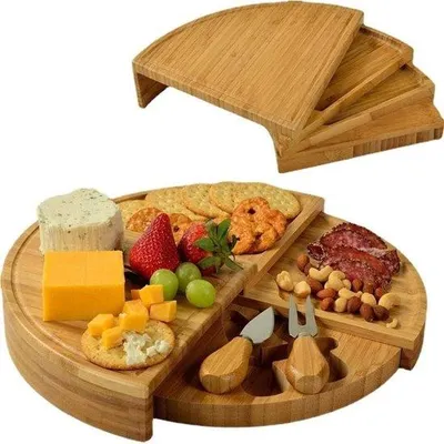 Image de Lot de coupelles en bambou pour fromages et snacks, pivotantes, idée cadeau