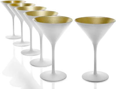 Produktbild von Stölzle Lausitz Martini Cocktailgläser Coktailschale Grandezza 240ml weiß matt und gold 1400025 | EAN 4012632224798 | HAN 140 00 25 EL086