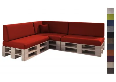Produktbild von sunnypillow 8er Palettenkissen Set mit abnehmbarem Bezug Sitzkissen + Rückenkissen Palettenauflage Palettenpolster Indoor / Outdoor | Rot |