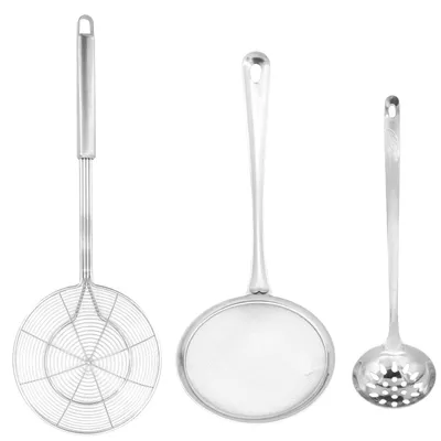 Schaumlöffel-Set 3-teilig, Edelstahl, für Frittieren & Nudeln