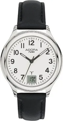 Produktbild von Adora Funk Damenuhr schwarzes Lederband Ø 35mm Analog Edelstahl 5 BAR