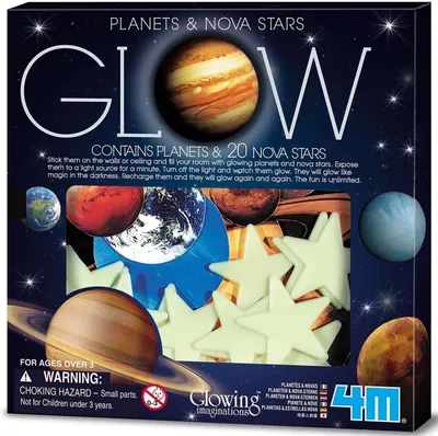 Productafbeelding van Glow in the dark planeten en sterren - Set van 20 - Lichtgevende plafonddecoratie