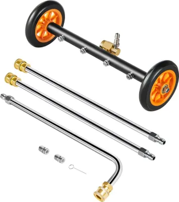 Zdjęcie produktu dla wysokociśnieniowa myjka podwoziowa 415 mm z 2 kołami i 2 przedłużonymi drążkami - wysokociśnieniowy system czyszczenia podwozi samochodowych