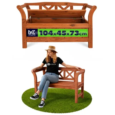 Obrázek produktu pro Dřevěná parková zahradní lavička KADAX s opěradlem, 119 cm, terasa se zimostrázem dubovým