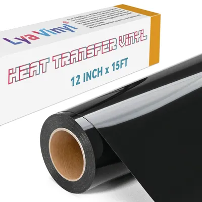 HTV-Vinyl 15 Fuß schwarz, Bügelfolie für Cricut & Co.