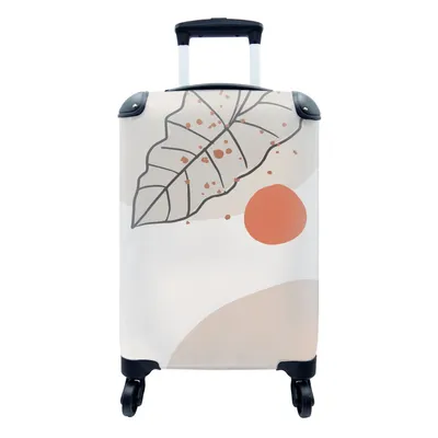 Produktbild von MuchoWow® Koffer Handgepäck Trolley Rollkoffer Kleine Reisekoffer mit 4 Rollen - Sommer - Laub - Weiß - Orange - Cabin Size < 55x40x23 cm & 55x40x20 cm - Fotokoffer - Kabinenkoffer - Boardgepäck - Reise-Box - Reisekoffer - Reisegepäck - Koffer mit Bild - Trolley für Kinder