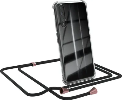 Produktbild von EAZY CASE Handykette kompatibel mit Honor 20 Kette, Handyhülle mit Umhängeband, Handykordel, Schutzhülle, Kette, Silikonhülle, Silikon Cover, Schwarz / Rosé