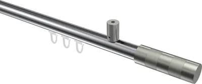 Produktbild von Interdeco Innenlaufstange / Gardinenstange mit Innenlauf Chrom / Edelstahl-Optik, Typ Sonius Mavell (Zylinder Bicolor) Deckenmontage, 20 mm Ø 1-läufig, 120 cm