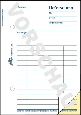 Produktbild von Formularbuch Lieferschein A6 selbstdurchschreibend VE=20x2x40 Blatt