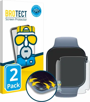 Produktbild von 2x BROTECT Fullscreen Schutzfolie für Apple Watch Series 8 / 9 Displayschutz Folie Fullcover Matt Entspiegelungsfolie