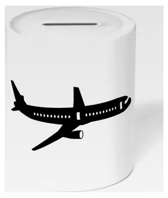 Produktbild von Flugzeug Sparbüchse aus Keramik, 95mm Höhe, 80mm Durchmesser, mit Gummiverschluss