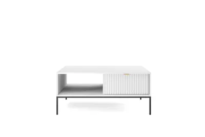 Produktbild von Couchtisch – Wohnzimmertisch – L104 – NOVA – Weiß – Minimalistisches Design mit funktionaler Rillenfront