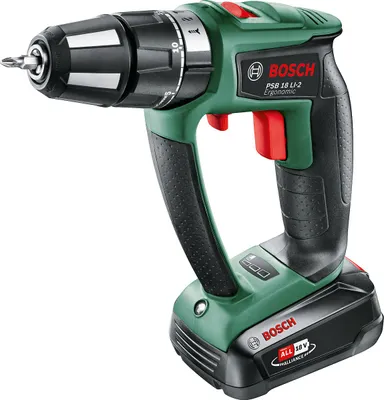 Obrázek produktu pro Bosch PSB 18 LI-2 Ergonomic, Přímá vrtačka, Rychloupínací, Černá, Zelená, 1,3 cm, 1400 ot/min, 3,8 cm