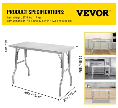 Image de Table de travail professionnelle en acier inoxydable avec étagères réglables, idéale pour les restaurants et les cuisines