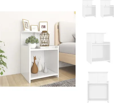 Obrázek produktu pro vidaXL Noční stolky 2 ks. Bílé 40x35x60 cm materiál na bázi dřeva - Noční stolky
