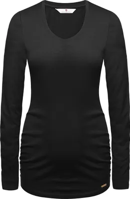 Produktbild von Bauchband Umstandsbluse Langarm Schwarz - Komfort & Stil