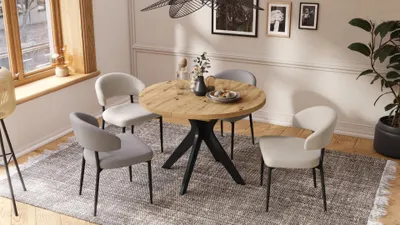 Produktbild von Design Esstisch Renzo ausziehbar 110 bis 180 cm rund Esszimmer Tisch